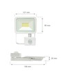 Projecteur 20W avec détecteur - IP44, blanc chaud, blanc, avec capteur