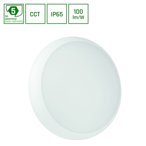 Plafonnier LED 18W NYMPHEA CITY PRO avec détecteur - CCT, IP65, IK10, 1800lm, blanc, extérieur/intérieur