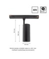 Spot 10W SHIFT M - 24°, noir, 44x157x178mm, 2 circuits