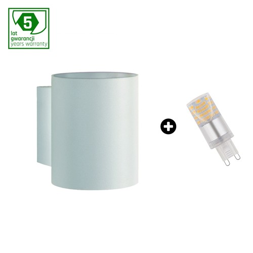Ensemble - Tube Squalla blanc + LED G9 4W, Blanc chaud