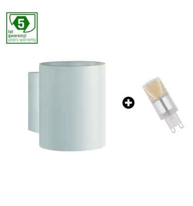 Ensemble - Tube Squalla blanc + LED G9 4W, Blanc chaud