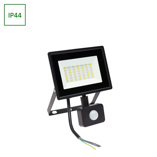 Projecteur LED 30W avec détecteur - 6000K (Blanc froid), noir