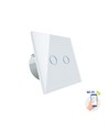 Interrupteur WiFi intelligent 2 zones - 2x1000W, verre blanc, compatible Google Home/Alexa, IP20 intérieur