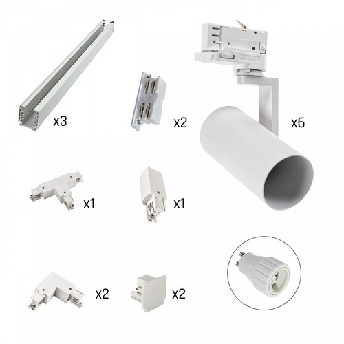 Kit de 6 spots sur rail Madara Mini II - triphasé, blanc