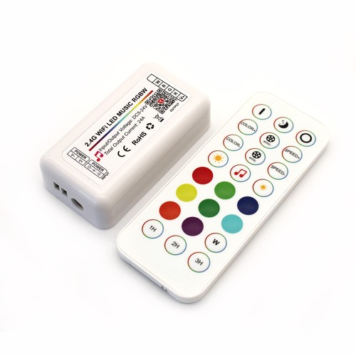 Contrôleur Wifi RGB+WW avec télécommande - Tuya/Smart Life, Google Home, Alexa et smartphones, 12V (288W), 24V (576W)