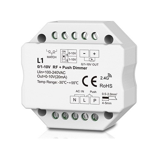 LEDlife rWave variateur encastrable 1-10V - RF, push-dim, variateur LED, pour encastrement