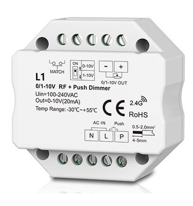 LEDlife rWave variateur encastrable 1-10V - RF, push-dim, variateur LED, pour encastrement