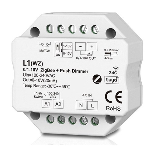 LEDlife rWave variateur encastrable 1-10V Zigbee - compatible Hue, RF, variation par pression, variateur LED, pour encastrement