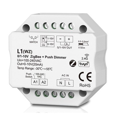 LEDlife rWave variateur encastrable 1-10V Zigbee - compatible Hue, RF, variation par pression, variateur LED, pour encastrement
