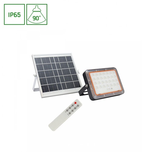 Projecteur solaire 50W Solara 2 - 3.2V, IP65, blanc froid, noir, télécommande, avec panneau solaire