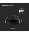 Downlight MR16 ou GU10, anti-éblouissement - Sans source lumineuse, noir, Découpe : Ø8,3 cm, Dimensions : Ø9,3 cm