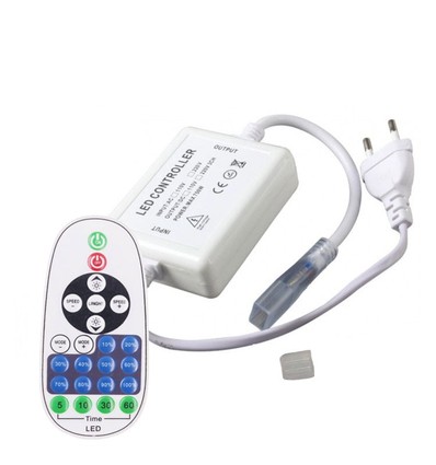 Timer+dimmer RF sans fil avec télécommande - Embout inclus, pour 230V 8x16 CLIP-ON Neon Flex, fonction mémoire, max. 50 m