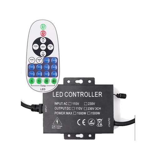 Variateur+timer RF sans fil avec télécommande IP67 étanche - Pour 230V 8x16 Neonflex, fonction mémoire, max 100m