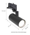 Spot sur rail triphasé GU10 MADARA Mini II - Noir, 3 circuits, sans source lumineuse
