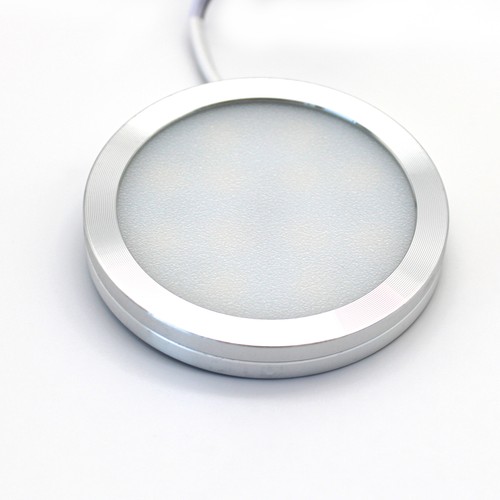 Spot de meuble Ø6cm Sono60 RA92 - 12V DC, Dimensions : Ø6 cm, montage en saillie, éclairage de placard, acier brossé