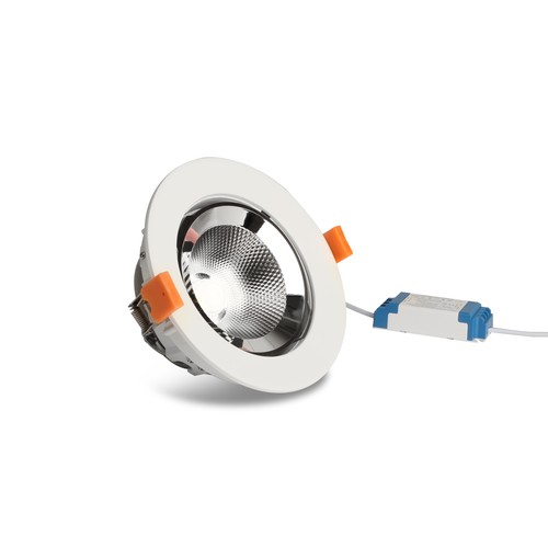 Downlight 10W Ø14cm - Découpe : Ø13 cm, Dimensions : Ø14 cm, 800lm, Angle réglable