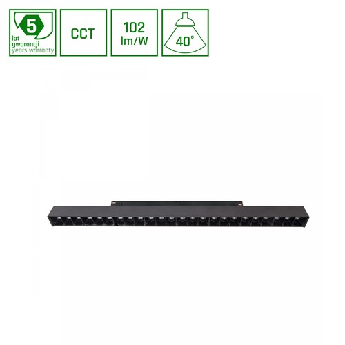 Spot sur rail LED 22W SMART GRID S pour System Shift - CCT, 2250lm, 102lm/W, 44cm, système de rail noir