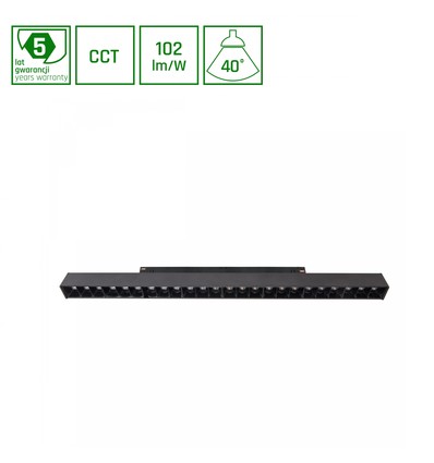 Spot sur rail LED 22W SMART GRID S pour System Shift - CCT, 2250lm, 102lm/W, 44cm, système de rail noir