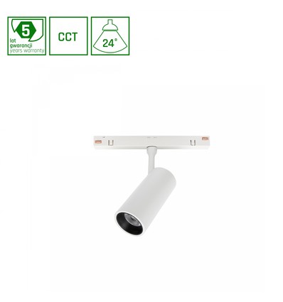 Spot sur rail 6W SMART 48V pour système Shift - CCT, 24 degrés, RA90, garantie 5 ans