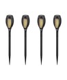 Lampes solaires de jardin 4 pcs - Noir, avec piquet, effet flamme, 50 cm de hauteur