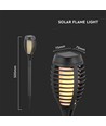 Lampes solaires de jardin 4 pcs - Noir, avec piquet, effet flamme, 50 cm de hauteur
