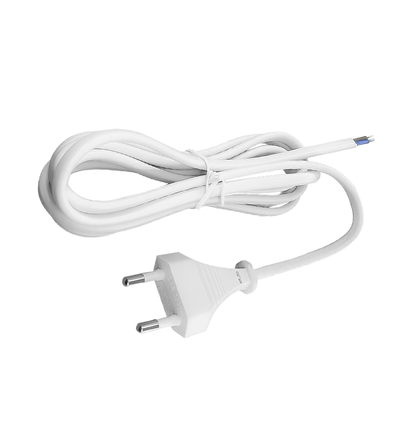 Câble d'alimentation 150cm, 250V - IP20 intérieur, Blanc, Fiche Euro et fils dénudés, 6A