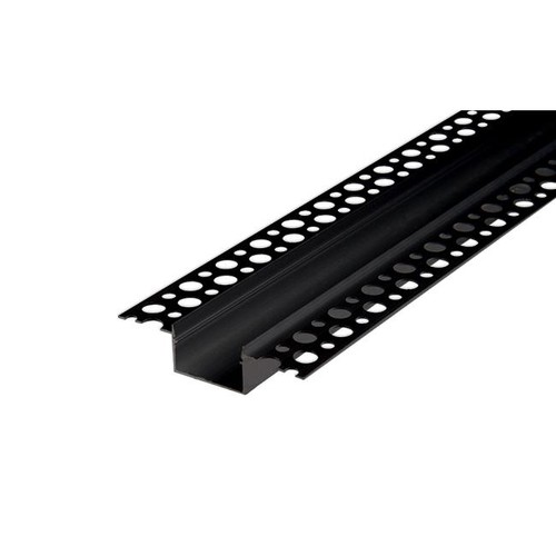 Profilé en aluminium 50x20 pour encastrement - 1 mètre, noir, avec couvercle noir
