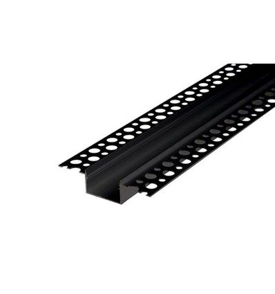 Profilé en aluminium 50x20 pour encastrement - 1 mètre, noir, avec couvercle noir