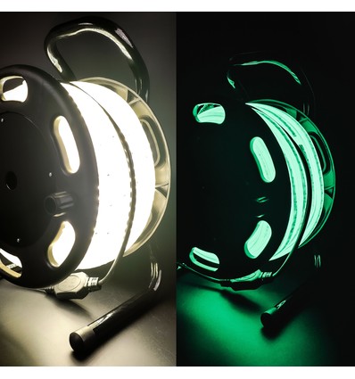 Ruban LED de travail auto-luminescent 25m 230V sur tambour - IP67, 180 LED/m, 11W/m, 1000 lm/m, 4000K
