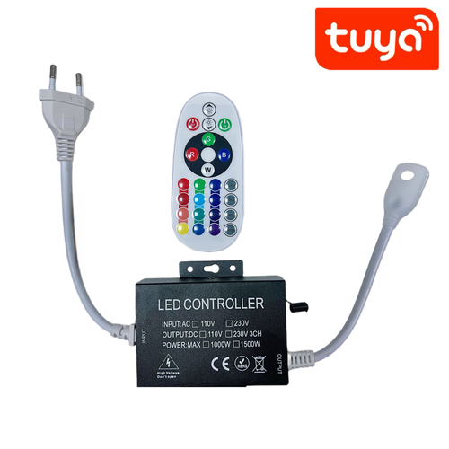 Contrôleur CLIP-ON WIFI Smart Home RGB 230V - Incl. bouchon de fin, pour 230V, fonction mémoire, 100 m