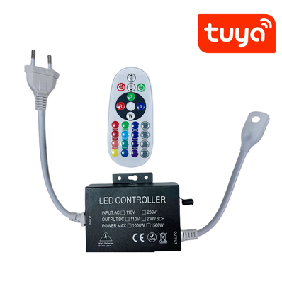 Contrôleur CLIP-ON WIFI Smart Home RGB 230V - Incl. bouchon de fin, pour 230V, fonction mémoire, 100 m