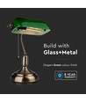 Lampe de bureau classique V-Tac - Verre vert, câble de 1,5 m, douille E27, sans source lumineuse, max 60W