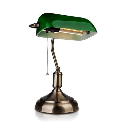 Lampe de bureau classique V-Tac - Verre vert, câble de 1,5 m, douille E27, sans source lumineuse, max 60W