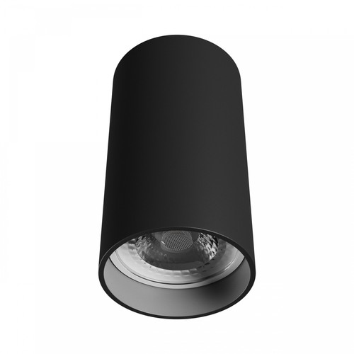 Spot en saillie GU10 - Noir, rond, plafonnier, sans source lumineuse