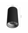 Spot en saillie GU10 - Noir, rond, plafonnier, sans source lumineuse