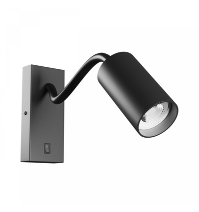 Applique murale GU10 avec interrupteur et bras flexible - Noir