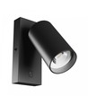 Applique murale GU10 avec interrupteur - IP20, Ø5,5cm, 5,5x10cm, Noir, Rond, Sans source lumineuse