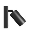 Applique murale GU10 avec interrupteur - IP20, Ø5,5cm, 5,5x10cm, Noir, Rond, Sans source lumineuse