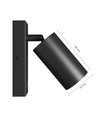 Applique murale GU10 avec interrupteur - IP20, Ø5,5cm, 5,5x10cm, Noir, Rond, Sans source lumineuse