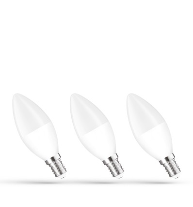 Lot de 3 ampoules LED E14 6W flamme - C37, blanc chaud, 3000K