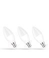 Lot de 3 ampoules LED E14 6W flamme - C37, blanc chaud, 3000K