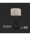 Lampe de table design moderne V-Tac - Blanc/noir, câble de 1,5 m, douille E27, sans source lumineuse