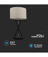 Lampe de table design moderne V-Tac - Blanc/noir, câble de 1,5 m, douille E27, sans source lumineuse