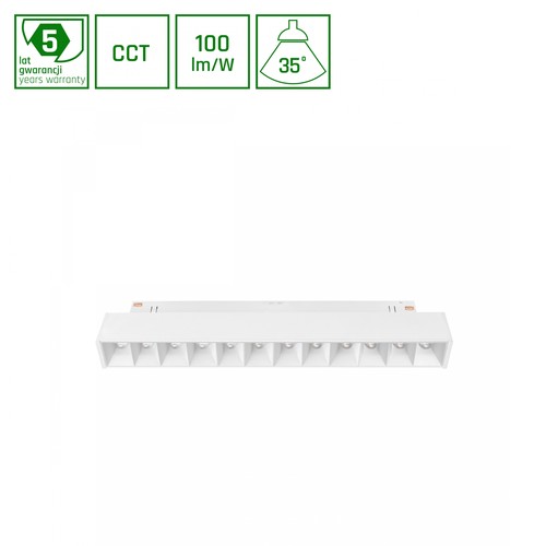 Spot sur rail 12W GRID S pour System Shift 48V - 48V, CCT, RA90, UGR19, 35-40°, 5 ans de garantie