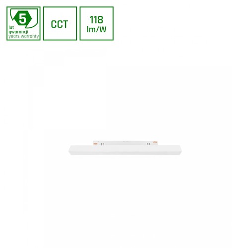 Spot sur rail magnétique 8W pour 48V, CCT - 123lm/W, 48V DC, 30cm de long, spot noir