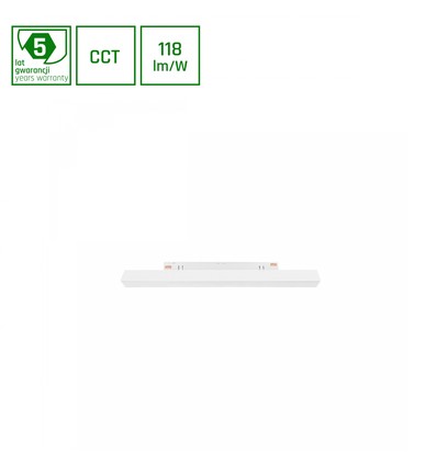 Spot sur rail magnétique 8W pour 48V, CCT - 123lm/W, 48V DC, 30cm de long, spot noir
