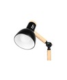 Lampe de table en métal noir et bois - câble de 1,5 m, douille E27, sans source lumineuse