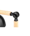 Lampe de table en métal noir et bois - câble de 1,5 m, douille E27, sans source lumineuse
