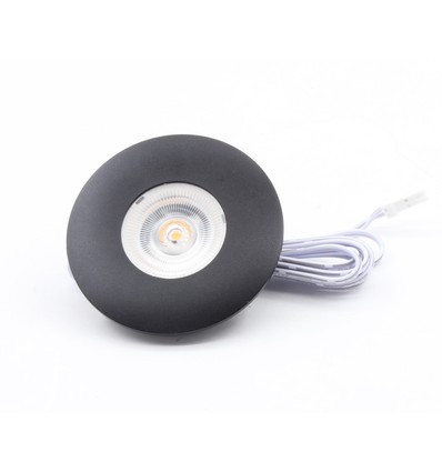 Spot de meuble 2,5W Ø6,8cm Cabi68 RA91 - 12V DC, perçage : Ø5,5 cm, dimensions : Ø6,8 cm, noir