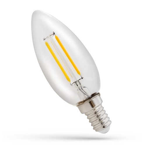 Ampoule LED flamme E14 1W - C35, filament, verre clair